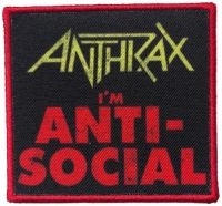 Anthrax - Patch Anti-Social (7,6 X 8,1 Cm) in der Gruppe MERCHANDISE / Accessoarer / Hårdrock bei Bengans Skivbutik AB (4379907)