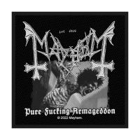 Mayhem - Patch - Pure Fucking Armageddon in der Gruppe MERCHANDISE / Accessoarer / Hårdrock bei Bengans Skivbutik AB (5513961)