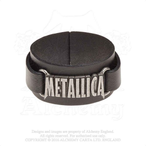 Metallica - Logo Leather Wriststrap in der Gruppe MERCHANDISE / Merch / Hårdrock bei Bengans Skivbutik AB (5536889)