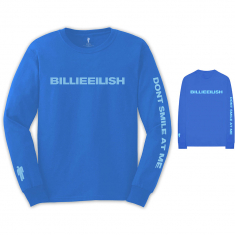 Billie Eilish - Billie Eilish Unisex Long Sleeved Tee: Smile (Back & Arm Print)