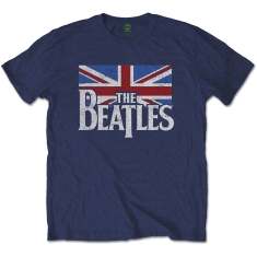 The Beatles - Drop T Logo & Vintage Flag Uni Navy