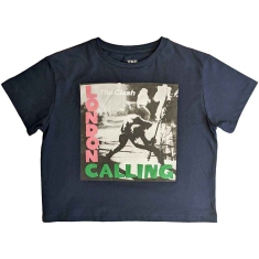 The Clash - London Calling Lady Navy Crop Top: