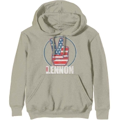 John Lennon - Peace Fingers Us Flag Uni Sand Hoodie